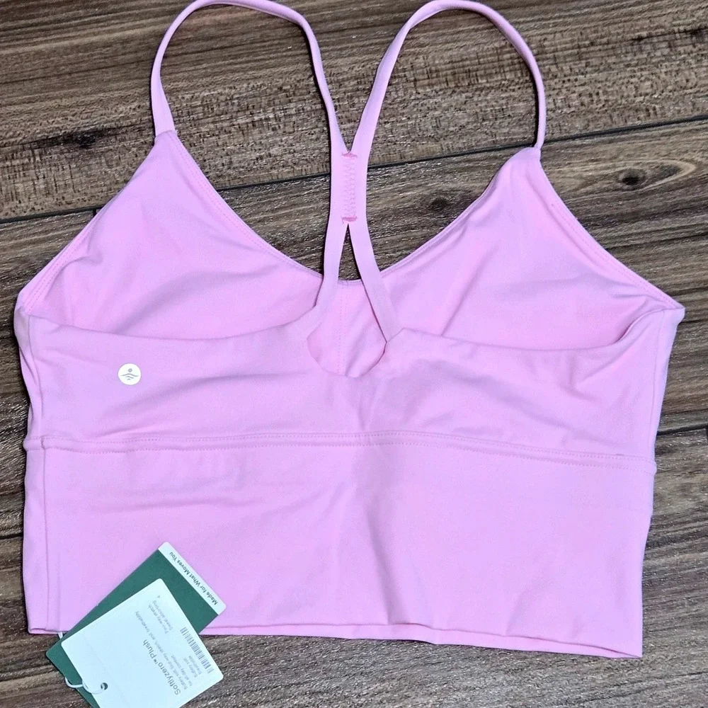 Halara NWT Softlyzero Plush Sports Bra Pink Longline Racerback Size M NEW